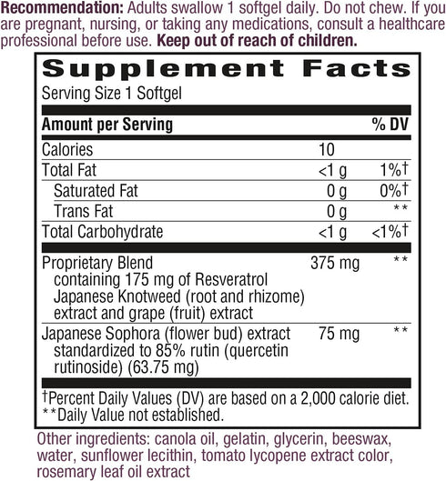 Nature's Way Resveratrol-Forte, Protects from Free Radicals*, 60 Softgels