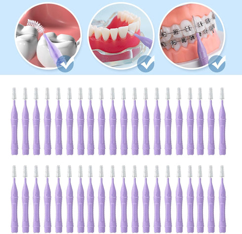 40pcs Interdental Brushes, 1.2-1.5mm Teeth Brace Cleansing Brush Dental Cleaning Tools for Adults, Remove Bad Breath