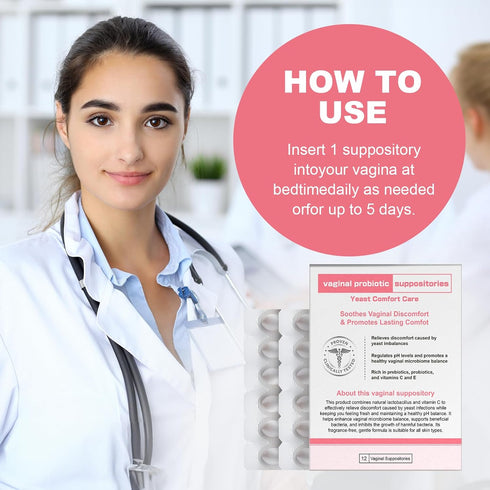 Nahid (12 Vaginal probiotic Suppository, hyaluronic Acid Suppositories, Vaginal moisturizer, PH Balance, Restores