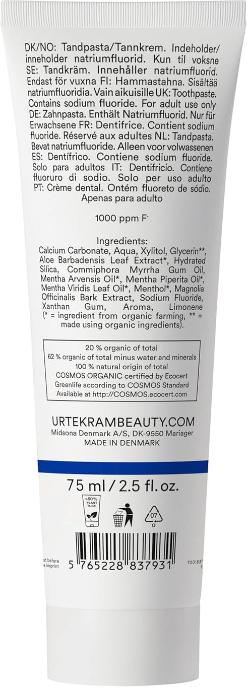 Urtekram 75ml Organic Mint & Fluoride Toothpaste