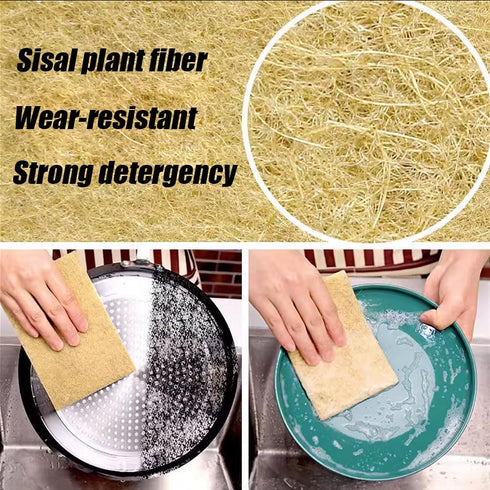 Natural Scouring Pads, 10 Pack Non-Scratch Sisal Cleaning Scrub Pads, Eco-Friendly Coconut Fiber Kitchen Scrubbers