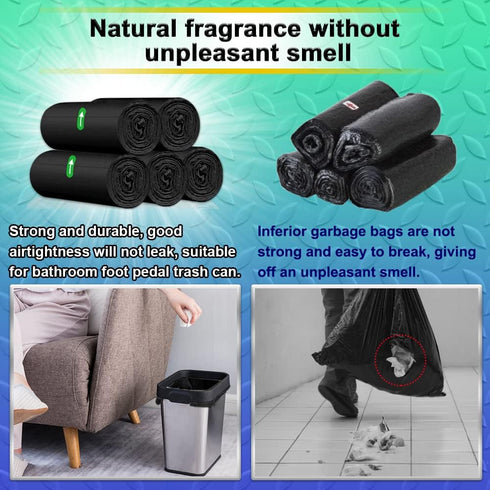AOSULI Small Bathroom Trash Bags, 3 Gallon/10 Liter, 100 Counts, Black Garbage Bags for Office