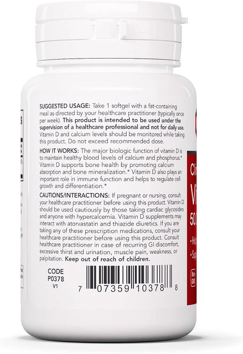 Protocol Vitamin D3 50000 IU - Immune Support, Healthy Bones and Teeth - 50 Softgels