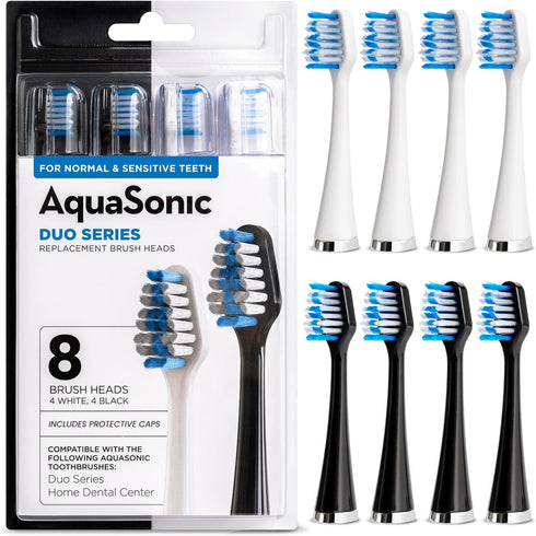 AquaSonic Duo Series Replacement Brush Heads for Normal & Sensitive Teeth | Compatible with Duo Series Toothbrush