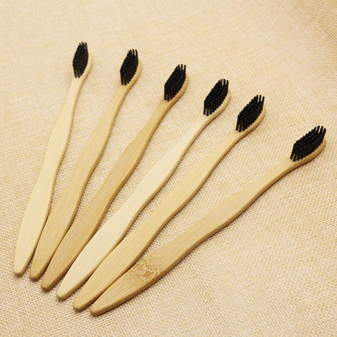 N-amboo Pack 6 Hard Toothbrush Bamboo Toothbrush for Adult Manual Toothbrsuh Hard Bristles