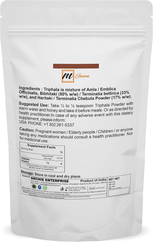 100% Natural Triphala Powder for Glowing Skin and Health Care 100 GMS / 0.22 LBS