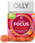 OLLY Laser Focus Gummy, Ginseng, Alpha GPC, B Vitamins, Berry Tangerine Flavor