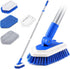 Lalafancy 3 in 1 Shower Cleaning Brush with Locking Head, 50'' Extendable Long Handle, Stiff Bristles & Microfiber Pads