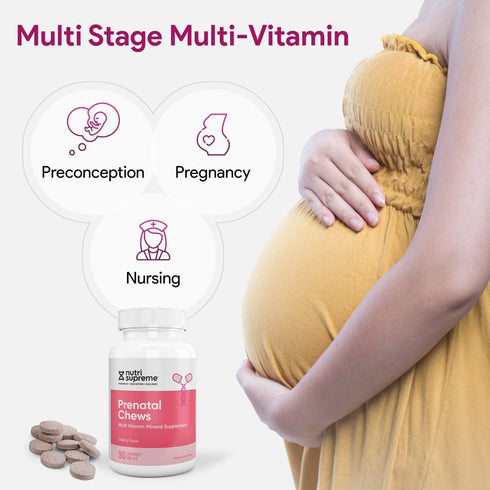 Nutri Supreme Prenatal Vitamin | Chewable Prenatal Vitamins for Women with 800 MCG of Folate | 90 Count