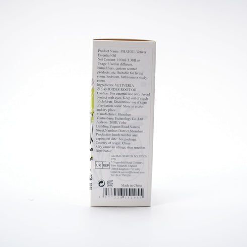 PHATOIL Vetiver Essential Oil 3.38fl.oz, Pure Aromatherapy Oils for Diffuser, Humidifier, DIY Soap, Candle Making