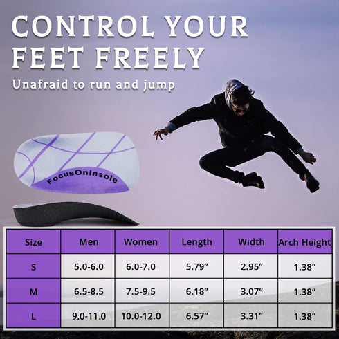 High Arch Support Insoles, 3/4 Length Orthotic Inserts for Heel Spur Pain, Plantar Fasciitis, Flat Feet, Over-Pronation