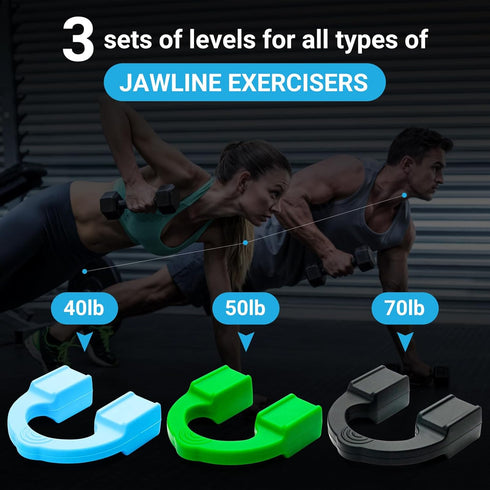 Jawline Exerciser by Tilcare - Intermediate 50lb Jaw Exerciser for Men and Women to Workout Jaw, Neck, Tone Face - Face