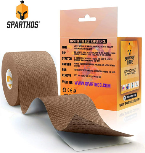 Sparthos Kinesiology Tape - Incredible Support for Sports and Recovery - Uncut 2 inch x 16.4 feet Roll with Free Taping