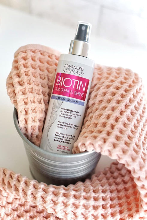 Advanced Clinicals Biotin Hair Spray 8 Fl Oz, Thicken & Shine Leave-In Treatment for Fine, Damaged Hair