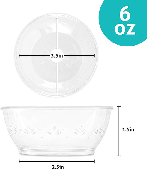 PLASTICPRO 6 oz Hard plastic Desert Bowls - Ice cream Bowls premium Quality Disposable Clear Bowl Pack of 100 by PLASTICPRO