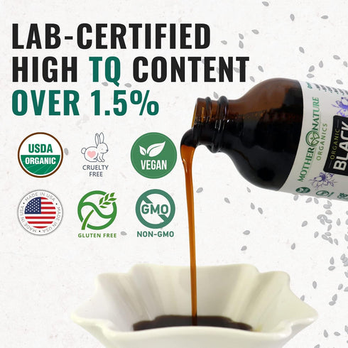 Mother Nature USDA Organic Black Seed Oil, Cold Pressed, 4oz for Immune and Joint Support