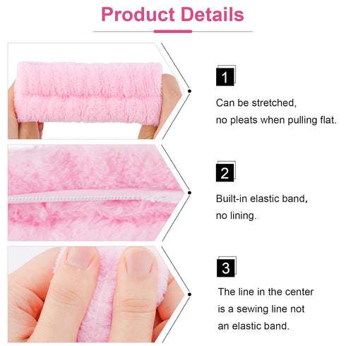 VELSCRUN 6 Pack Spa Headband, Makeup Headband, Face Wash Headband, Pink Sponge Hair Band for Women