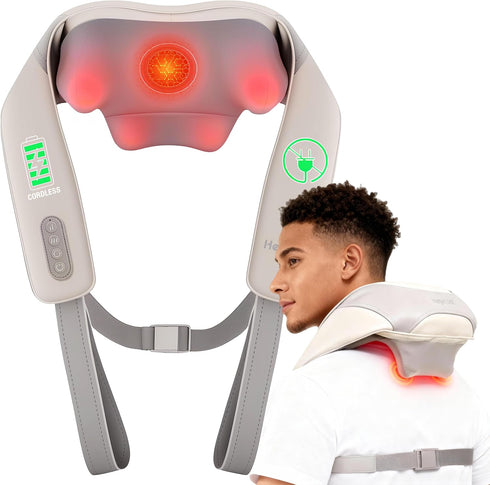 Heycool Cordless Neck and Shoulder Massager, Graphene Heating, Upgraded Shiatsu Back Massager