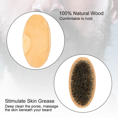 Men Beard Care Kit - Grooming Kit with Mustache Oval Brush and Comb