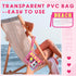 Hillban 2 Pcs Beach Makeup Bag - Clear Cosmetic Toiletry Pouch with Chenille Letter Patch for Summer Travel