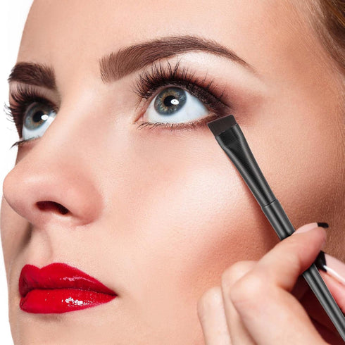 10 Pcs Angled Eyebrow Eyeliner Brush Set, Flat Applicator, Ultra Thin Angled Eyeliner Eyeshadow Makeup Brush