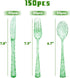 150 Pack Green Plastic Silverware, Green Glitter Plastic Utensils - 50 Green Plastic Forks, 50 Green Knives, 50 Green Spoons for St Patricks Day Decorations, Birthday, Picnic by joy akkess