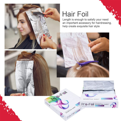 Just Home Pop Up Hair Highlighting Foils - Pre-Cut Aluminium Sheets for Bleaching, 100 Ready to Use Silver Sheets