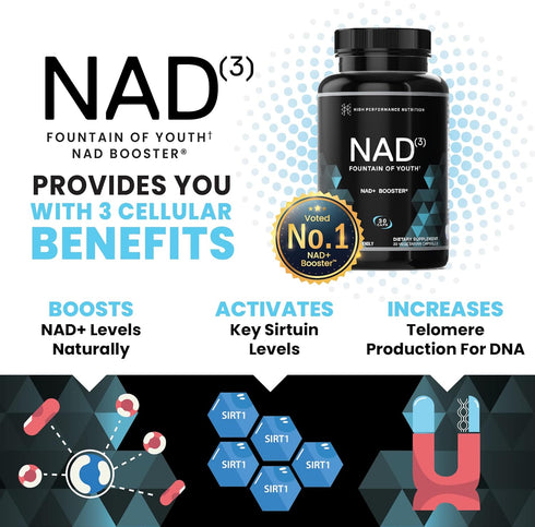 HPN NAD+ Booster – Nicotinamide Riboside Alternative (NAD3) for Men & Women, 312 mg per Serving, 30 Veggie Pills