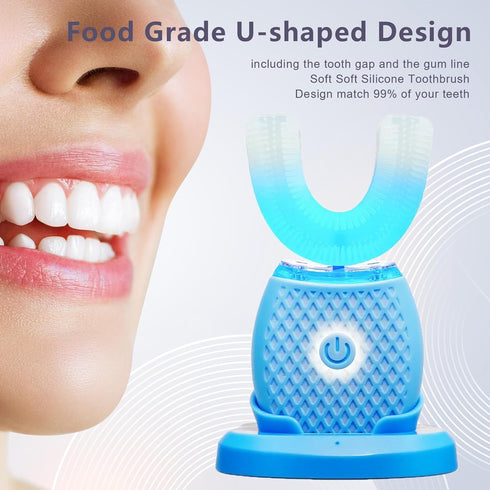 Ralexidog 360 4 Automatic U-Shaped Electric Toothbrush Kit for Adults, Ultrasonic Hands-Free Toothbrush