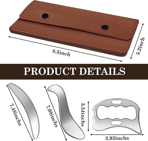 Rylpoint 3 1 in Guasha Massage Tool, Grade Stainless Steel Scraping Tool for Soft Tissue Upgrade Physical Therapy