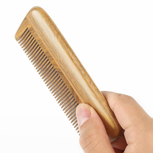 Onedor Handmade 100% Natural Green Sandalwood Comb for Men, Hair and Beard Styling Pocket Comb with Leather Case