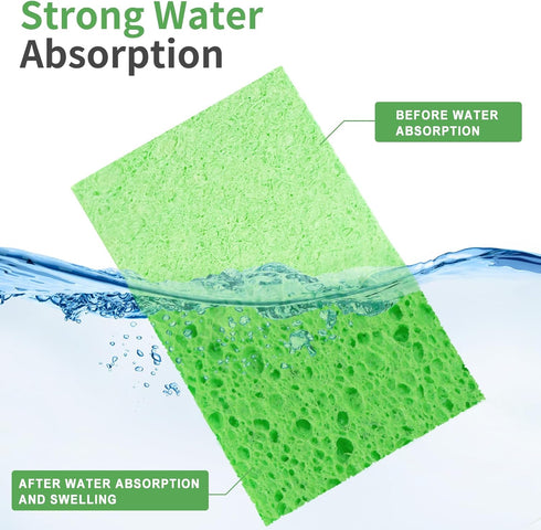 Kitchen Sponges 24 PCS - Compressed Cellulose Non-Scratch Natural Dish Sponge for Kitchen, Bathroom, Cars