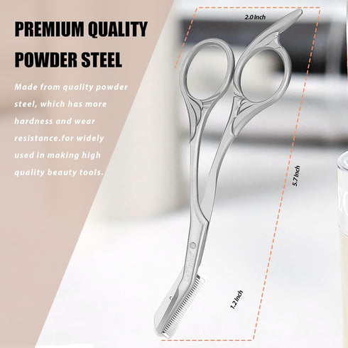 LePinko Eyebrow Trimming Scissors with Combs, Silver Gifts for Men Women Stocking Stuffers
