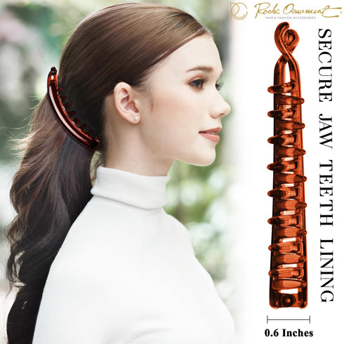 RC ROCHE ORNAMENT 6 Pcs Banana Hair Clip, Thick Hair Clincher Combs for Women, Medium Brown