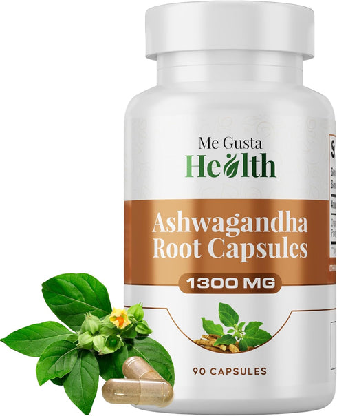 ME GUSTA HEALTH Ashwagandha Root Powder Capsules 1300mg, Capsule Metabolism Support for Women and Men,
