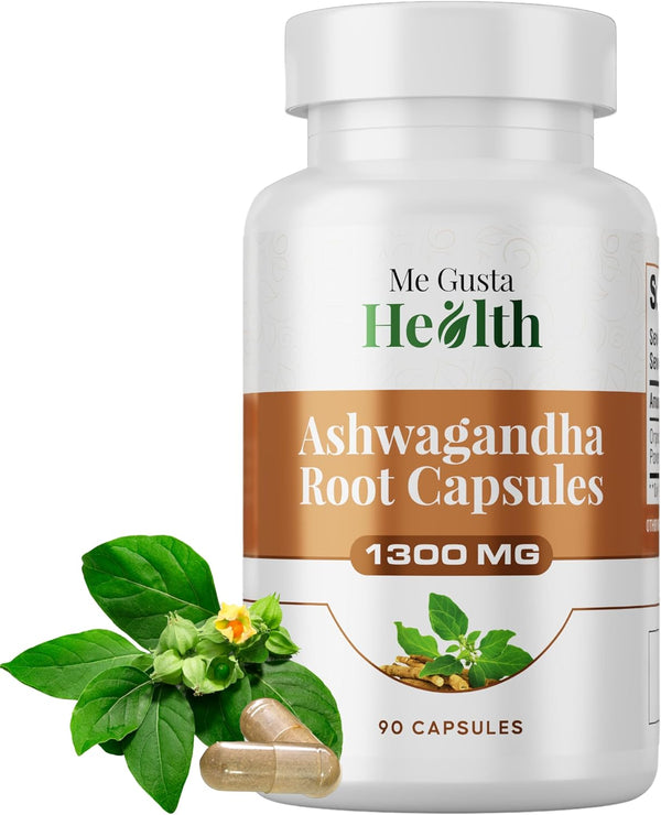 ME GUSTA HEALTH Ashwagandha Root Powder Capsules 1300mg, Capsule Metabolism Support for Women and Men,