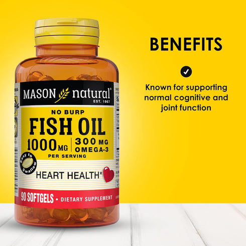 MASON NATURAL Omega-3 Fish Oil, 1000mg with EPA and DHA for Joint Support, 90 Softgels (Pack of 1)