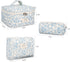 3 Pcs Cotton Quilted Makeup Bag Cute Aesthetic Floral Toiletry Bag, Large Travel Cosmetic Pouch for Women Girls