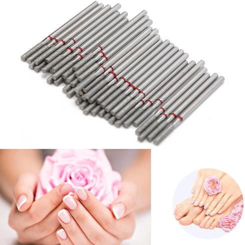 HURRISE 50Pcs Nail Drill Bits - Practical Nail Polishing Head Replacement Accessory for Acrylic Gel Nails Manicure Tool