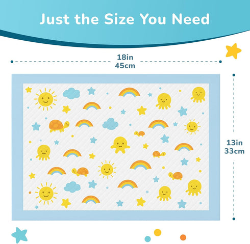 SunnyGuard 13 18 Inches, 50 6 33 46 CM Disposable Changing Pads for Baby x Diaper Changing Pad with Unique Design