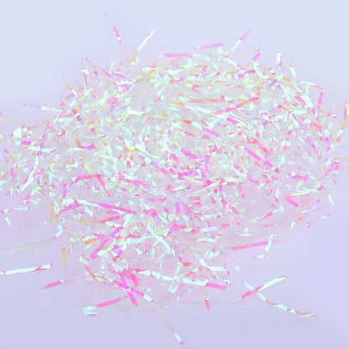 100 Grams Basket Filler Paper Shred, Sparkly Iridescent Film PP Hamper Shreds for DIY Gift Wrapping
