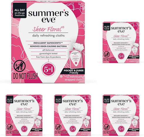 Summer's Eve Sheer Floral Feminine Wipes, Gentle pH-Balanced Formula Helps Control Vaginal