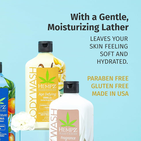 Hempz Body Wash Age Defying, Vanilla & Musk, 17 fl oz - Hydrating for Sensitive Skin