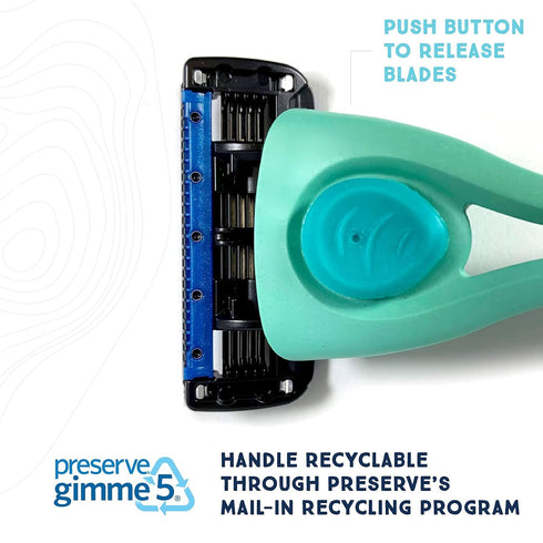 Preserve Shave 5 Blade Refillable Razor - Made from Recycled Materials, Coral Pink
