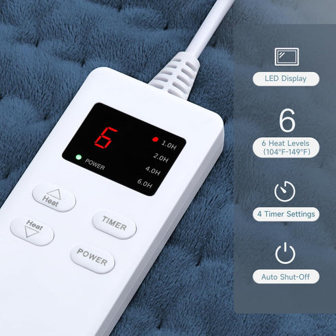Heating Pad for Back Pain Relief, ZUODUN Electric Heating Pads with 6 Heat Levels, Auto Shut Off, Moist Heat Therapy,