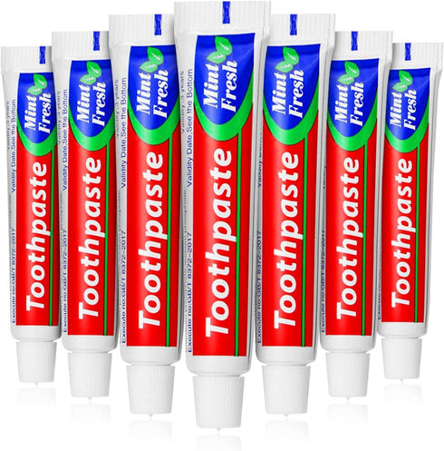 100 Tubes Bulk Travel Size Toothpaste, Extra Small 0.35oz Peppermint Mini Disposable for Hotel, Guests, Charity