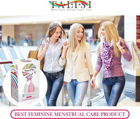 Talisi Menstrual Cups Set of 2 - Reusable Period Kit (Small & Large Sizes) - Super Soft Silicone for Feminine Hygiene.