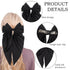 MHDGG 5Pcs Black Satin Oversized Bowknot Hair Accessories - Large Hair Ribbons and Long Tail Hair Bows