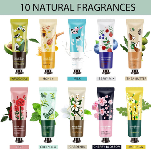 Ownest 10 Pack Hand Cream Kit, Plant Fragrance Moisturizing Hand Care Cream, Travel Size, Best Gift Kit