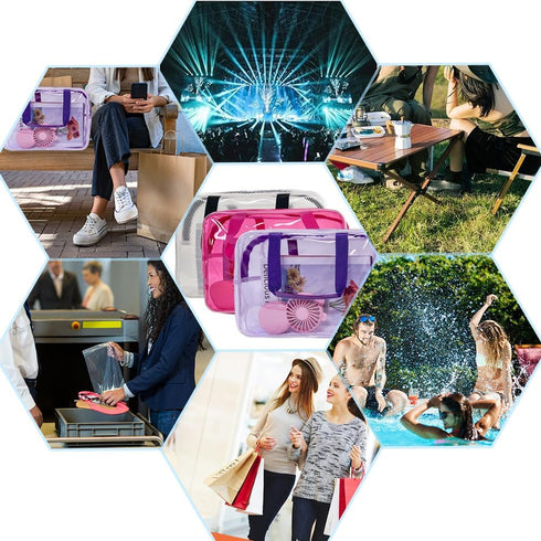 Travel Clear Waterproof PVC Bag - Toiletry Carry Pouch with Zipper Handle Straps, Violet